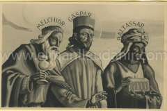 Pintures de l'esglesia Parroquial de Santa Maria obra del pintor Raurich. Melcior, Gaspar, Baltasar