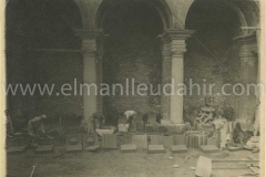 Manlleu. 4 de juliol de 1943. fase de reconstruccio de l'esglesia parroquial.